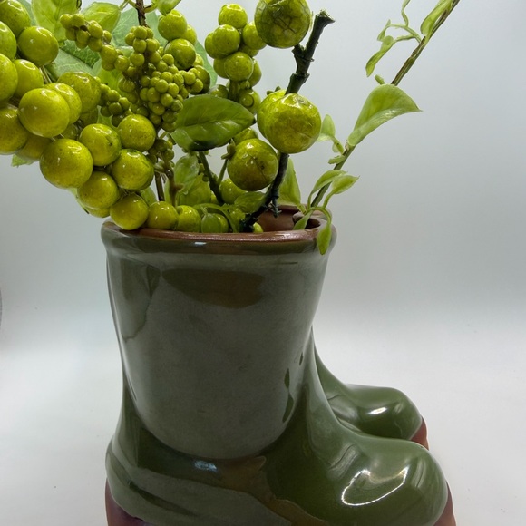 Eddie Bauer Olive Green Boot Planter with Faux Greenery - Picture 5 of 16